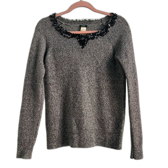 Y2K Sequin Festive Lambswool Sweater Holiday Party Winter Cozy J.Crew - Picture 1 of 7